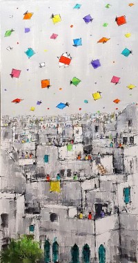 Zahid Saleem, 18 x 36 Inch, Acrylic on Canvas, Cityscape Painting, AC-ZS-161